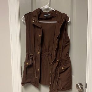 Brown utility style vest.